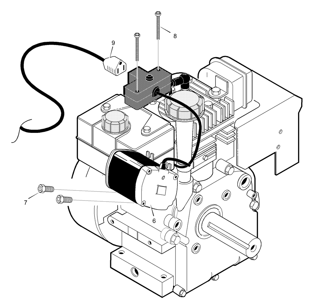 Electric Start Assembly Diagram and Parts List for 2002 Briggs and Stratton Snow Blower
